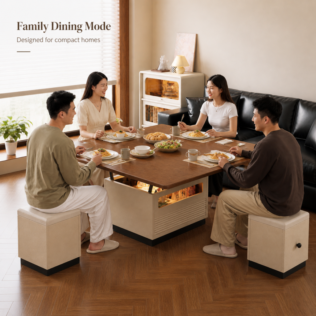 modern lift top coffee table in small living room apartment space saving furniture OEM manufacturer design