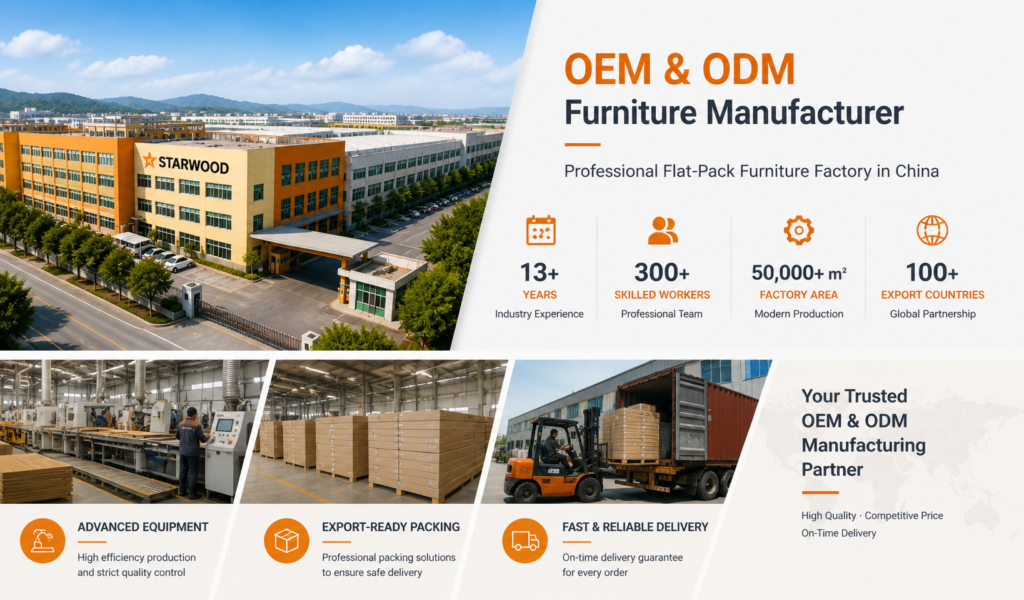 OEM ODM furniture factory in China with advanced equipment and export packing production line