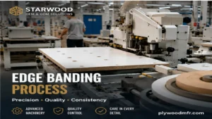 Edge banding process for panel furniture production at STARWOOD factory