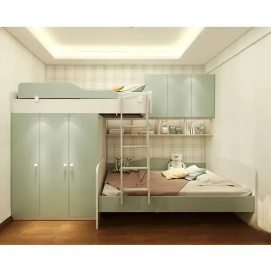 Custom kids bunk bed with under-bed storage drawers for wholesale furniture programs