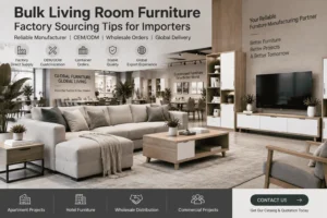 Bulk living room furniture manufacturer showroom for global furniture importers