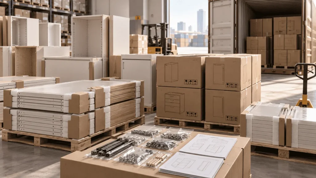 Flat pack modern kitchen cabinets for apartment project export