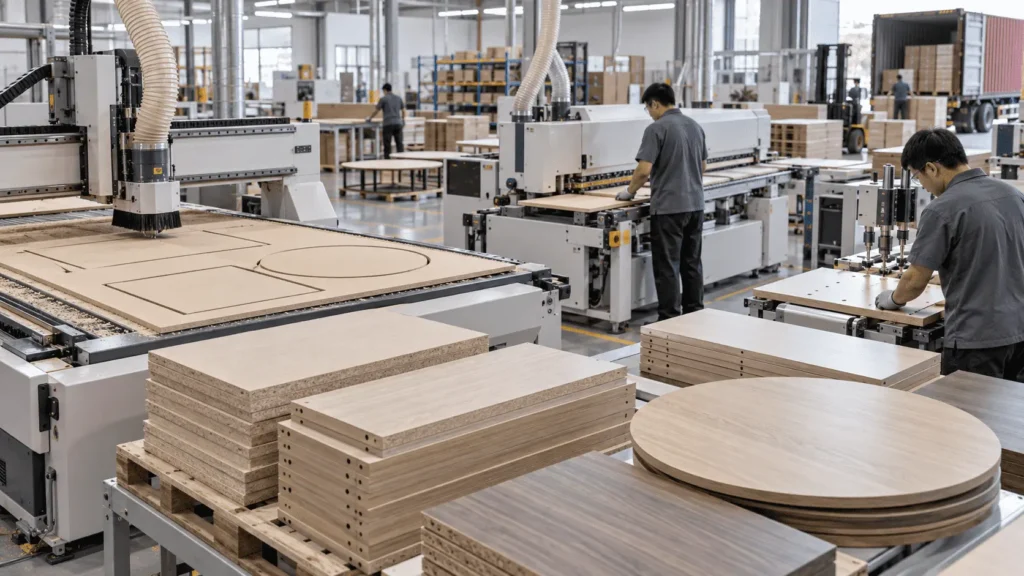 OEM coffee table manufacturer CNC cutting MDF plywood panels