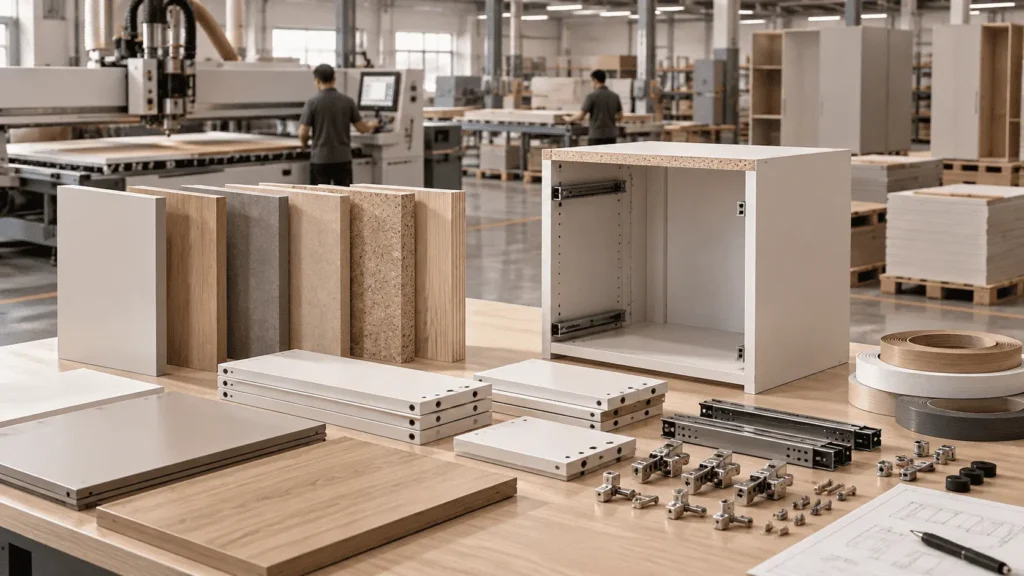OEM modern kitchen cabinet manufacturing with panel materials
