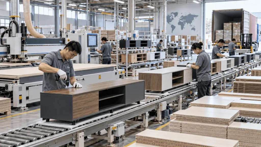 TV stand manufacturer producing customized panel furniture for international buyers