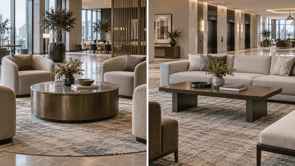 Round vs rectangular coffee table for OEM hotel and apartment projects