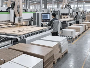 Commercial panel furniture manufacturer CNC production and edge banding process