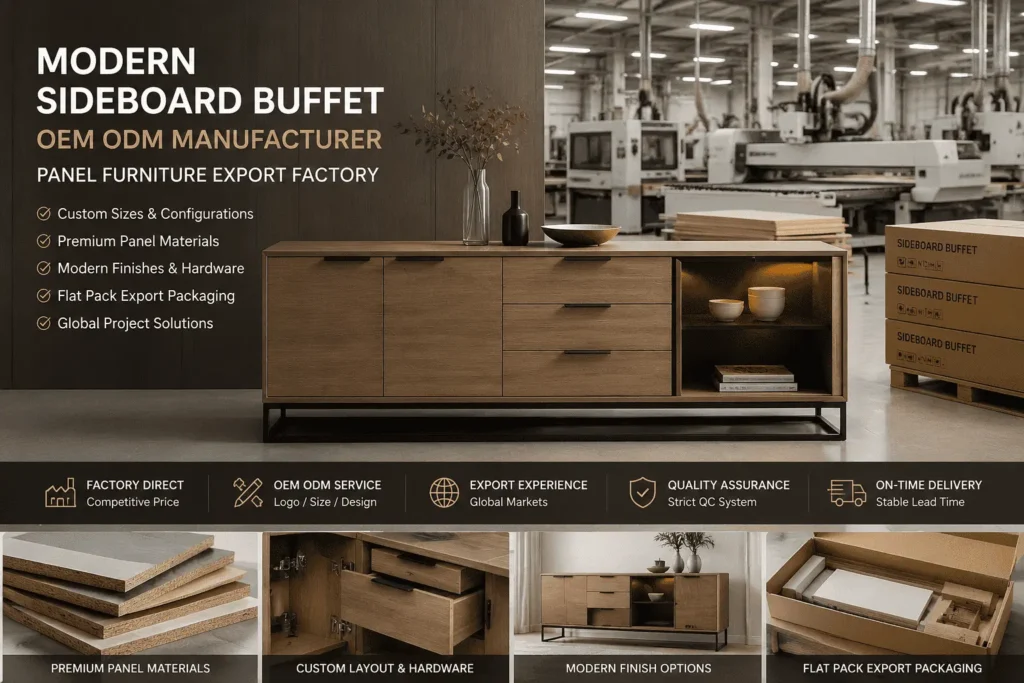 Modern sideboard buffet OEM manufacturer for custom panel furniture export projects
