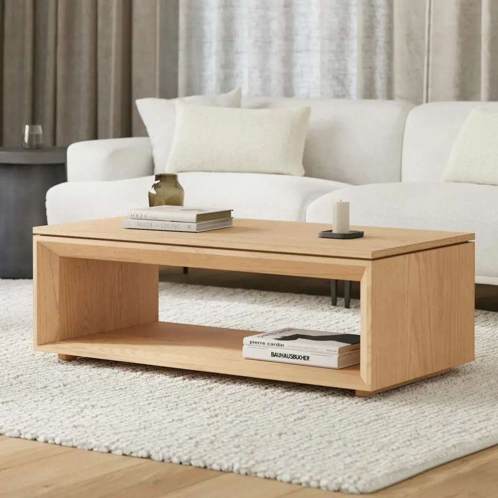 Modern wood coffee table in natural oak finish for OEM wholesale furniture supply