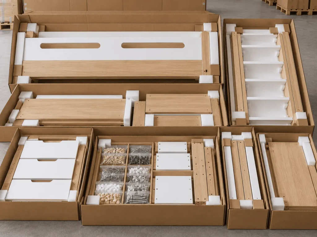 flat pack kids loft bed export packaging for OEM furniture shipment