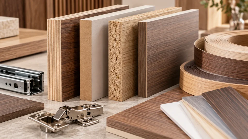 Plywood MDF particleboard veneer and edge banding samples used for hotel casegoods specifications