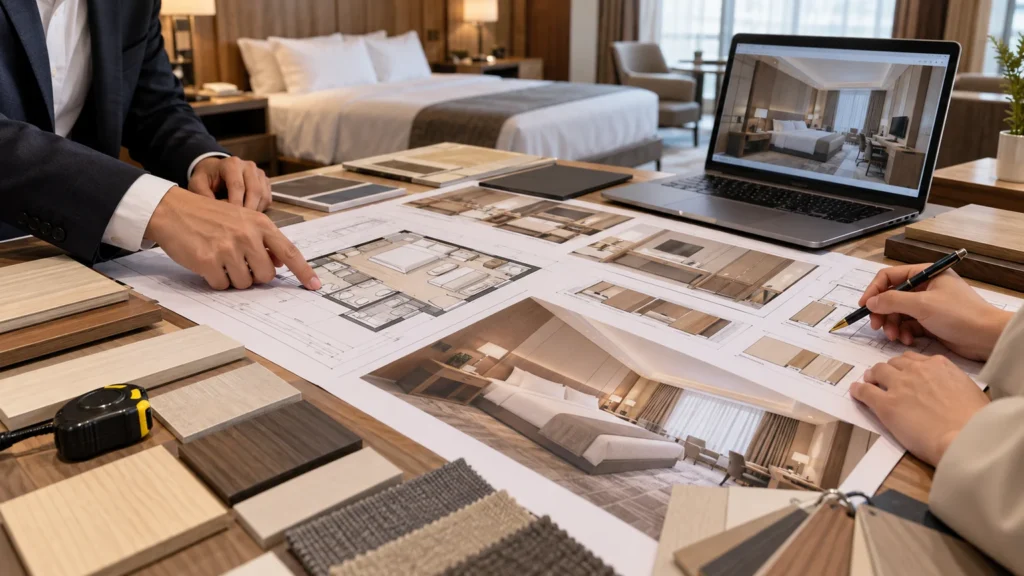 Hotel guestroom furniture BOQ and room layout review for bulk hospitality procurement