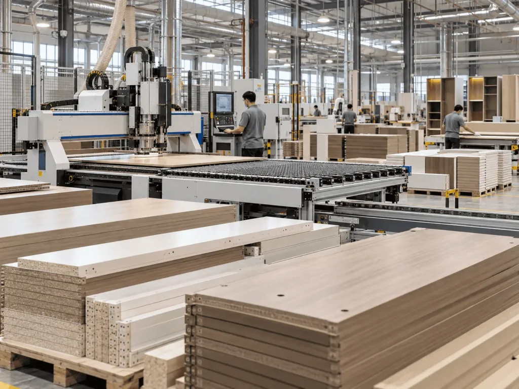 OEM ODM panel furniture manufacturing process using CNC machinery for hotel furniture components