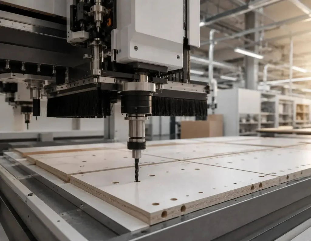 CNC machining and precision processing of plywood panels for office furniture manufacturing