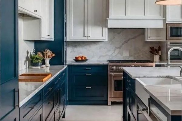 Export packaging for kitchen furniture with reinforced flat-pack cartons