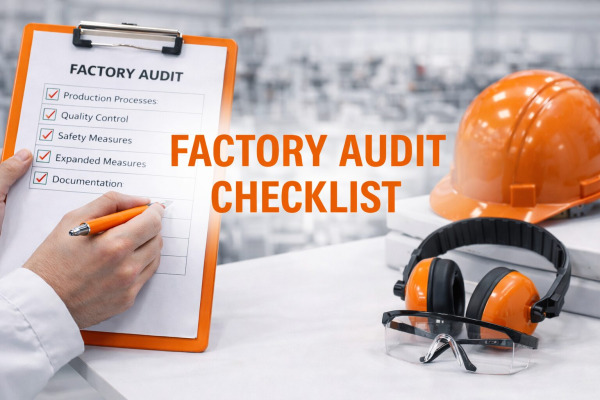 Buyer reviewing a kids furniture factory audit checklist with QC and compliance documents