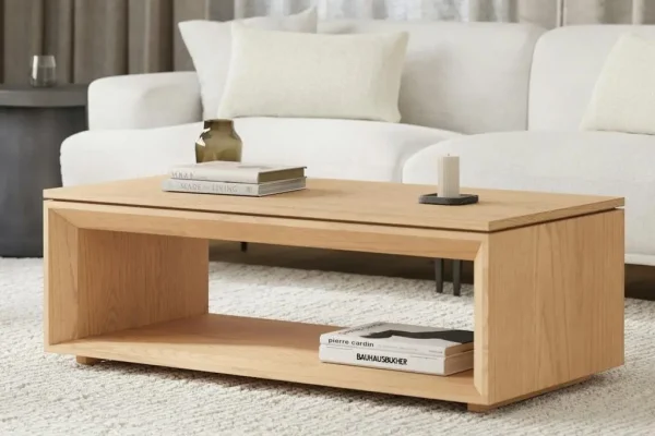 Modern wood coffee table in natural oak finish for OEM wholesale furniture supply