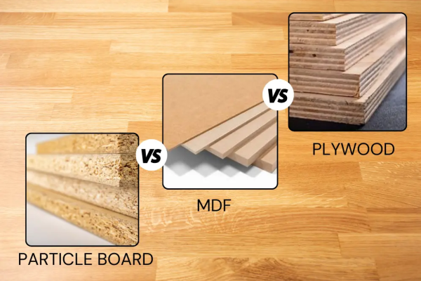 plywood vs MDF vs particle board comparison for living room furniture set sourcing