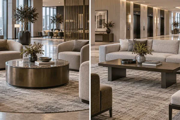 Round vs rectangular coffee table for OEM hotel and apartment projects