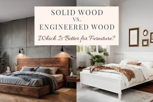 Comparison between solid wood and engineered wood used in hotel bedroom furniture.