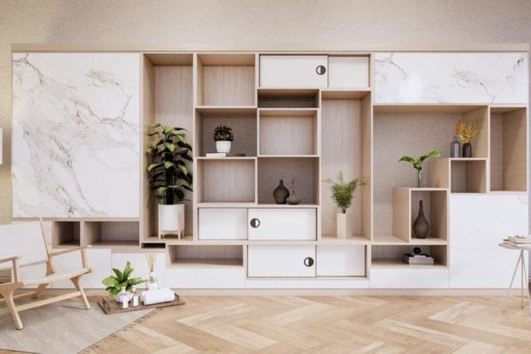 Modern wooden storage cabinet for living room