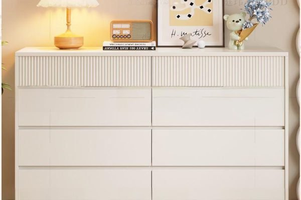 black ash sideboard credenza with fluted doors and metal legs