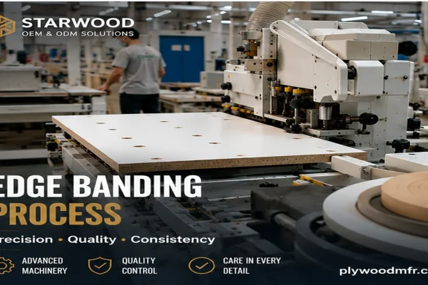Edge banding process for panel furniture production at STARWOOD factory