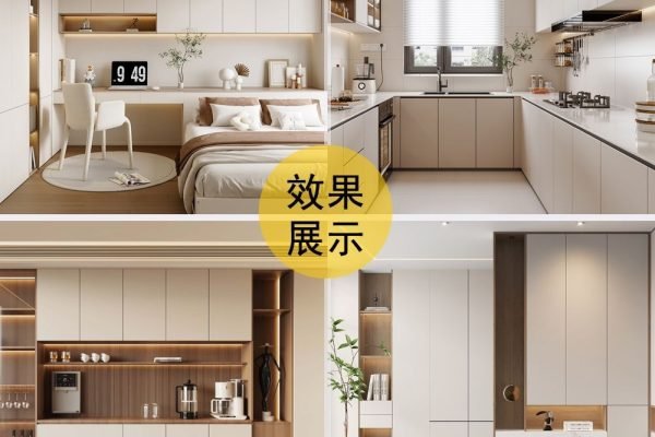 Space-saving multifunctional bed with wardrobe and desk combo, designed for compact city apartments and modern interiors.