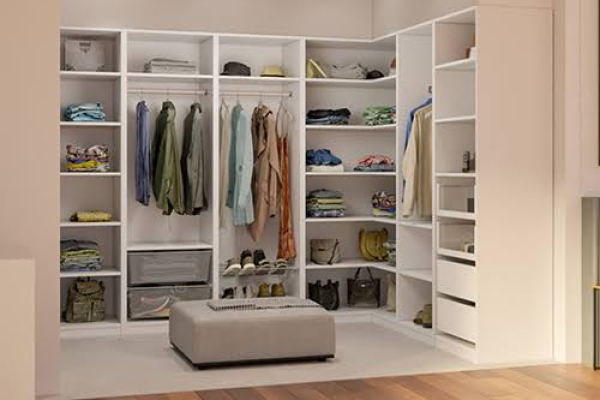 flat-pack wardrobe closet packaged in two cartons with corner protection