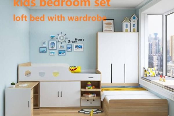 Space-saving kids' bedroom furniture with bunk bed and storage