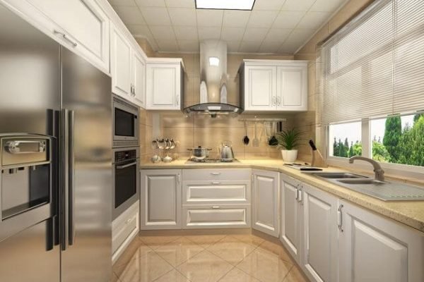 L shaped custom modern kitchen cabinets with island