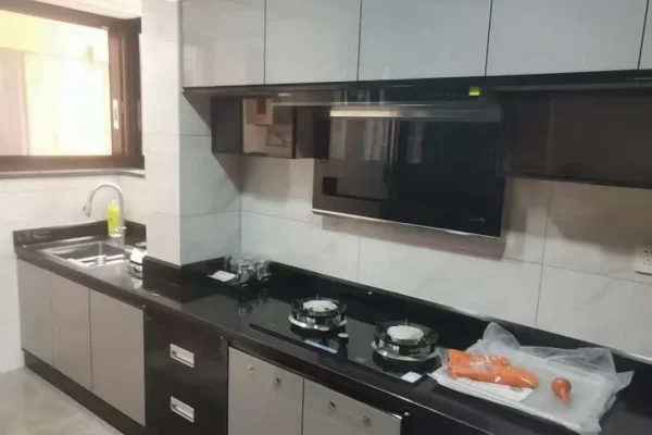 Carbon steel door kitchen cabinet manufacturer with quartz countertop for project furniture