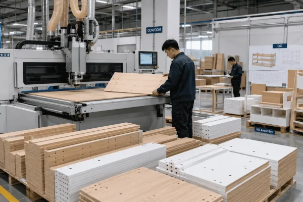 Flat pack furniture manufacturer in China with CNC panel furniture production